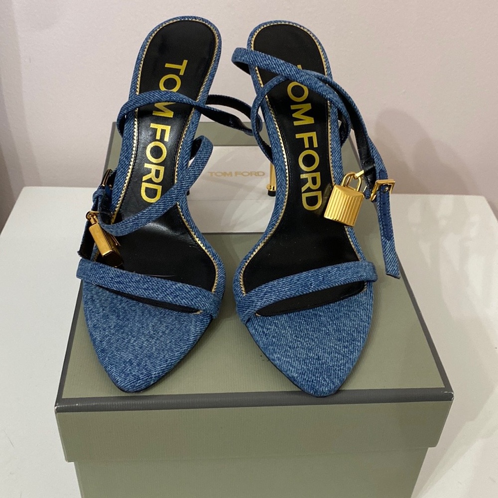 Tom Ford Lock Sandal, size 9 Denim